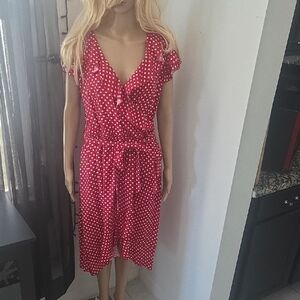 Kate And LILY Red Polka Dot Wrap Dress NWOT L